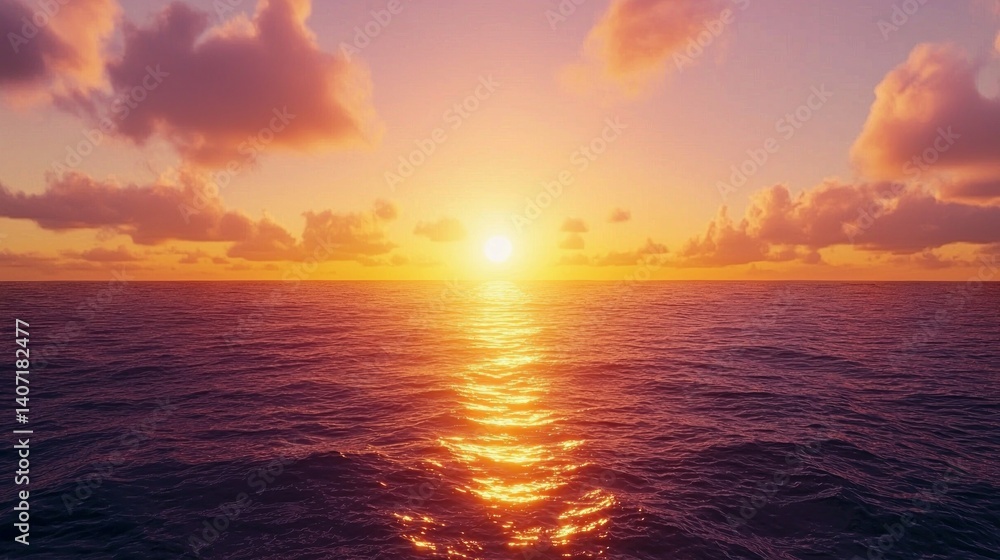 Fototapeta premium Serene Sunset Over Ocean Waves Creating Moments of Happiness
