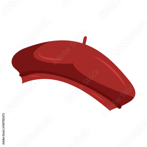 Red beret on a white background, classic design