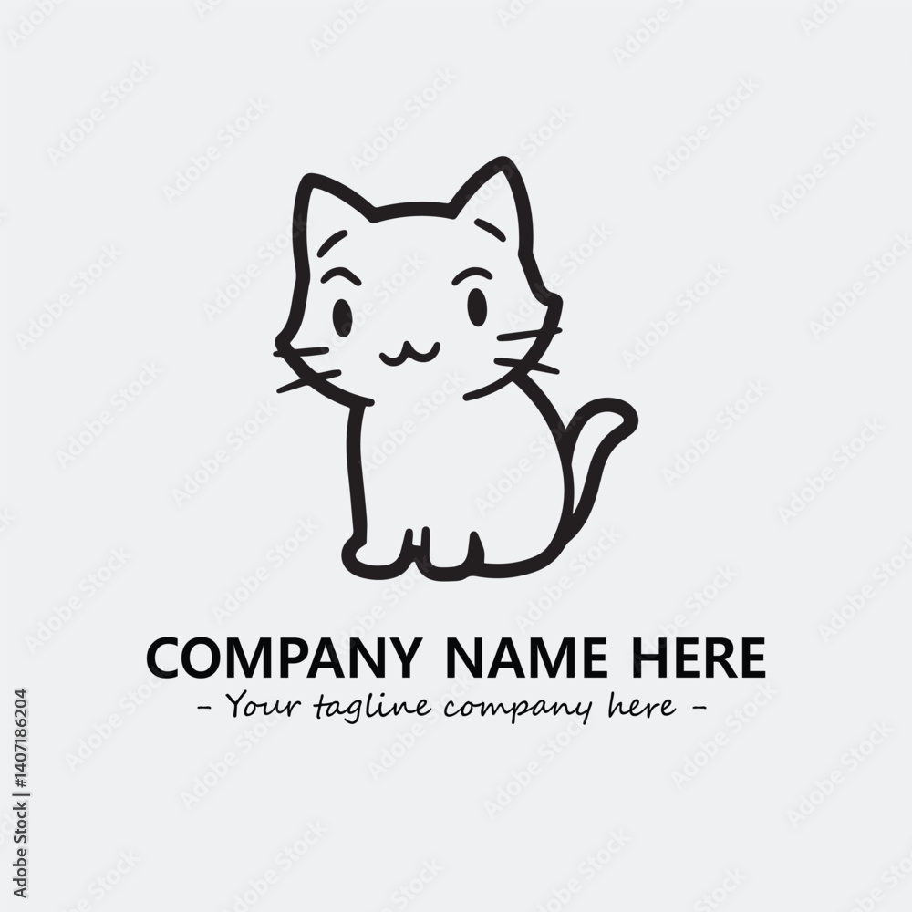 Cat illustration black and white for logo company vector image Cat illustration black and white for logo company vector image