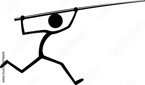 Athletics, Pole Vault - Minimalist illustration of stickman practicing Olympic sports