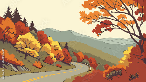 Vibrant fall leaves along the Blue Ridge Parkway – North Carolina, USA
