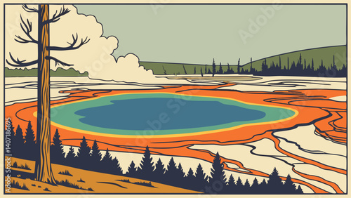 Geometric design of Yellowstone’s Grand Prismatic Spring – Wyoming, USA
