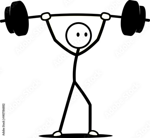 Athletics, weightlifting - Minimalist illustration of stickman practicing Olympic sports