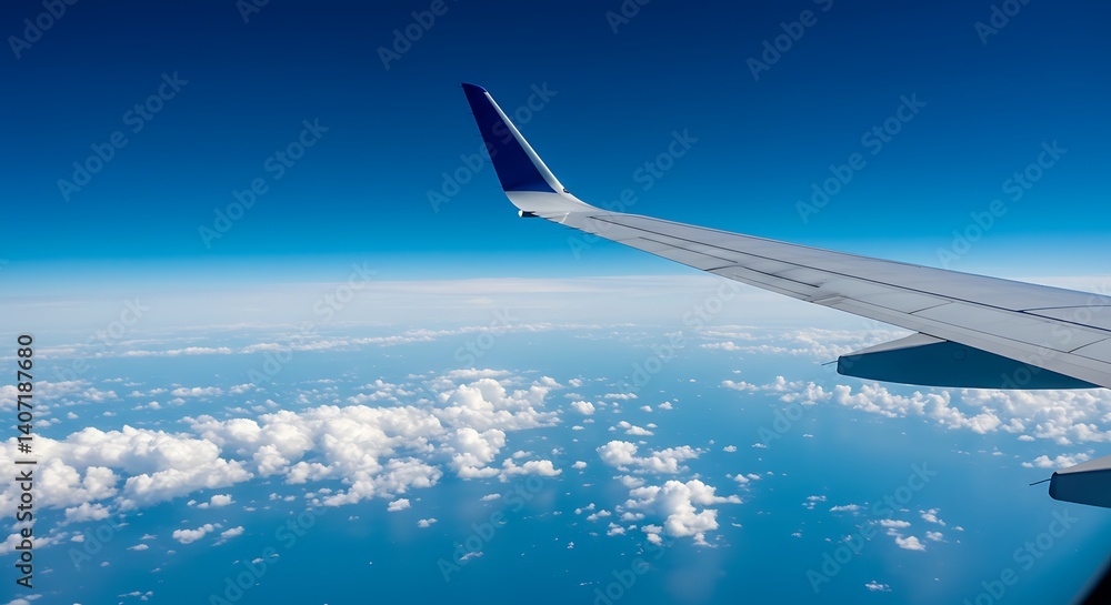 Airplane Wing Over Cloudscape Airplane Wing Over Cloudscape