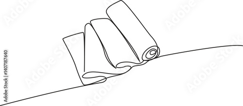Continuous one line Cotton Gauze Bandage Roll, bandaging, medical supplies, equipment one line art. Continuous line drawing of medication, healthcare, 