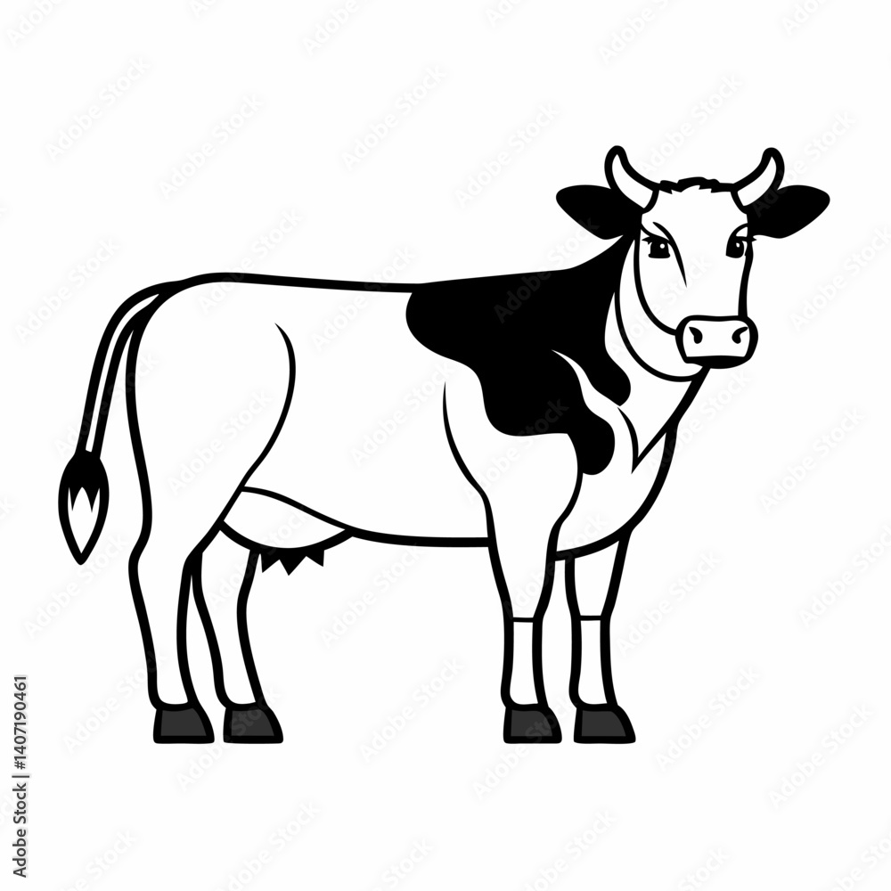 Fototapeta premium cow line art isolated on white background