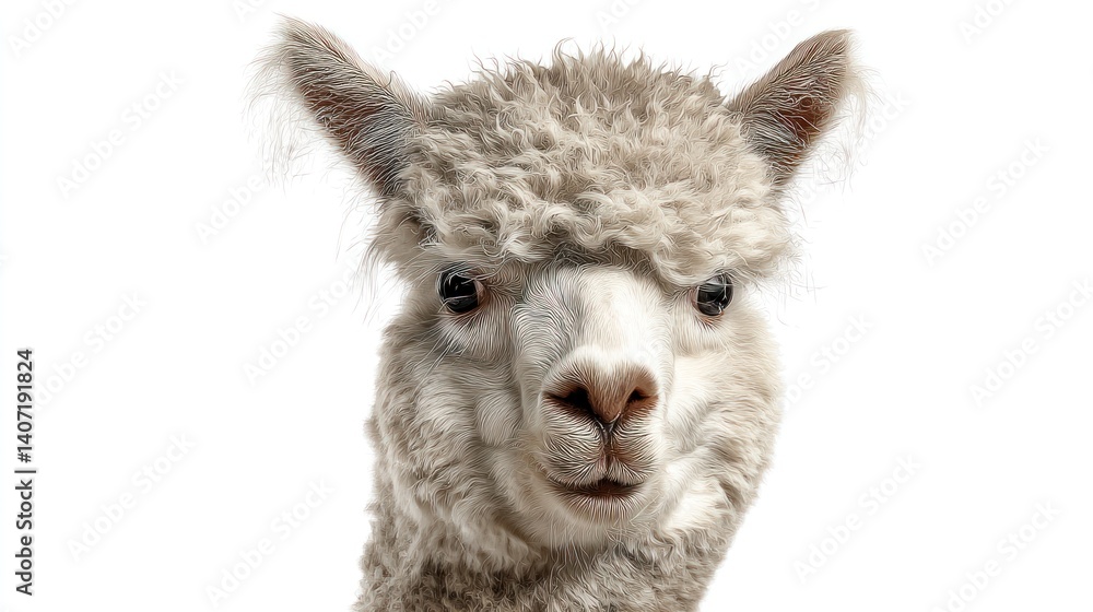 Obraz premium Alpaca Close-up Portrait with Soft Fur and Gentle Expression