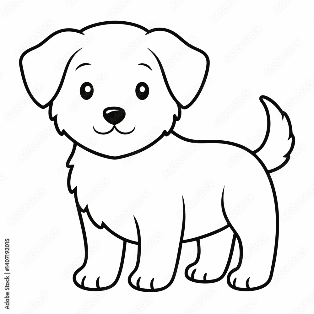 Cute puppy outline isolated on white background Cute puppy outline isolated on white background