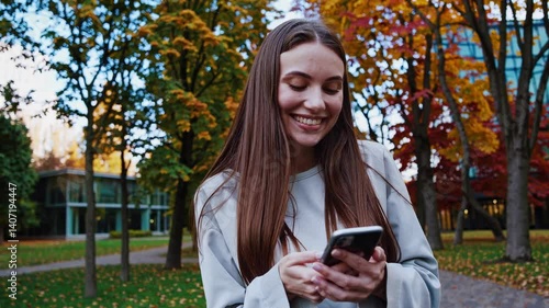 The Smiling Woman with Smartphone