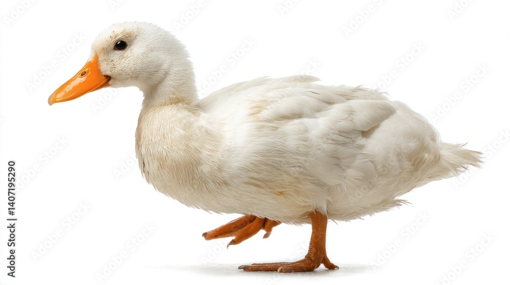Duck Walking on White Background Isolated Bird Duck Walking on White Background Isolated Bird