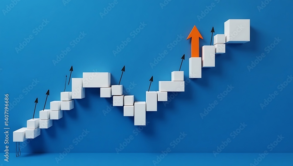 Fototapeta premium Business Growth Concept with Staircase and Arrow