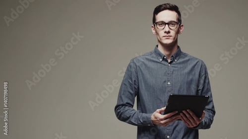 The Man with Tablet Device