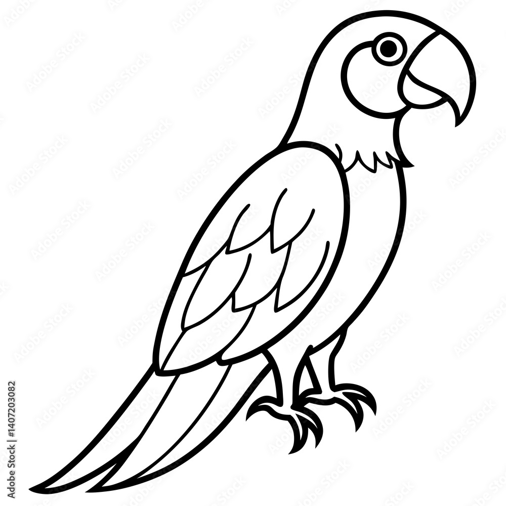 Fototapeta premium Minimalist Macaw Line Art Vector