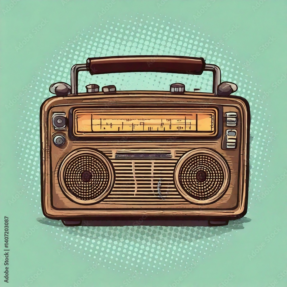 retro radio box illustration