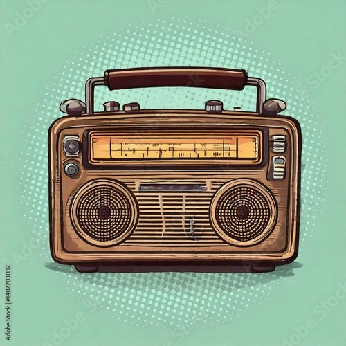 Obraz na płótnie retro radio box illustration w salonie
