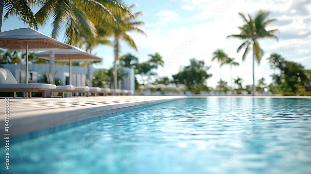 Obraz premium Luxury Resort Poolside Paradise: Tranquil Escape in Tropical Haven
