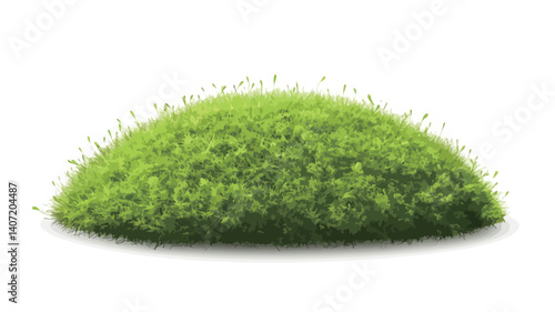 Close-up image of a digitally rendered, isolated mound of bright green moss against a pure white background. The moss appears soft and textured, with individual strands visible. The shape