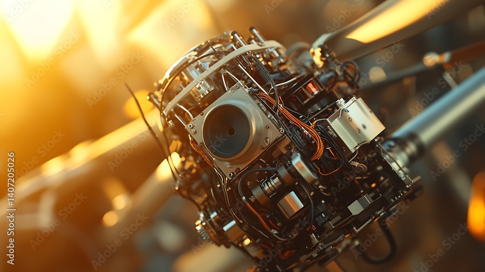 Fototapeta premium Complex Machine Mechanism with Wires and Gears
