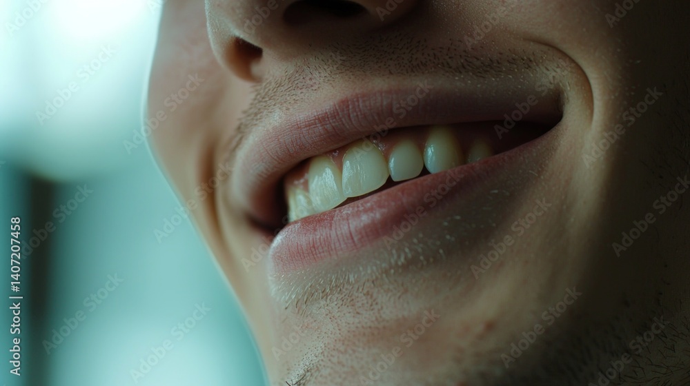 Obraz premium Close-Up Smile of a Young Adult in a Natural, Romantic Setting