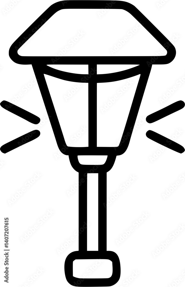 Outdoor lamp in outline icon style, Outdoor and Garden theme. Outdoor lamp in outline icon style, Outdoor and Garden theme.