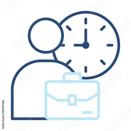 Office Hours Icon Two Color Outline Style. Vector Illustration For Graphic Design