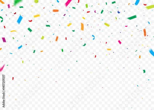 Colorful Confetti Falling on Transparent Background for Celebrations, Festivals, and Special Events Design Elements