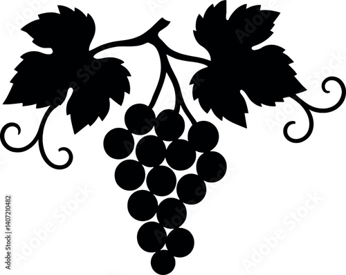 Grape vine silhouette design for decorative projects and wine-themed graphics