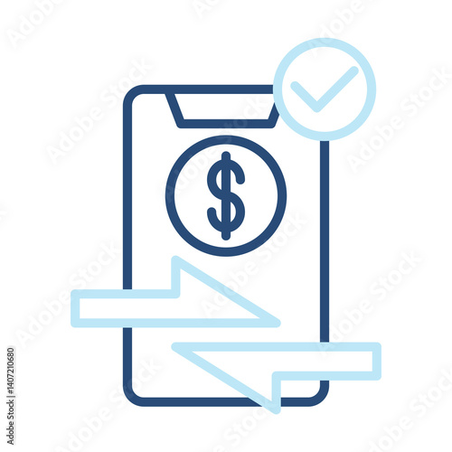 Transaction Icon Two Color Outline Style. Vector Illustration For Graphic Design