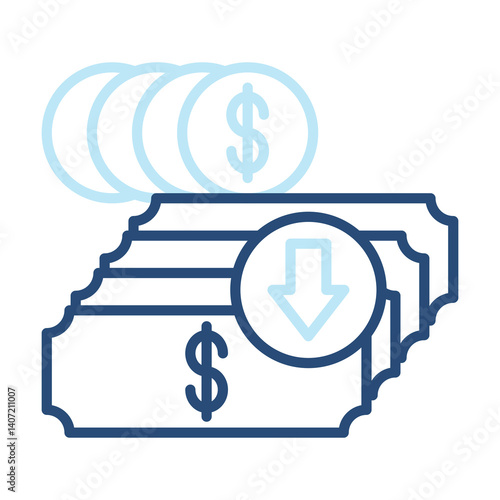 Deposit Icon Two Color Outline Style. Vector Illustration For Graphic Design