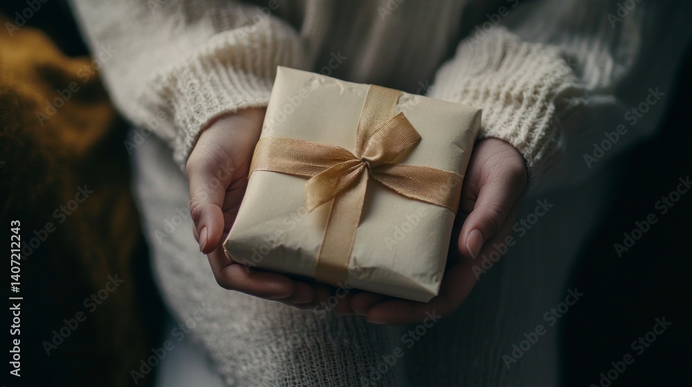 Cozy Scene with Gift in Hands for Romantic Movie Atmosphere