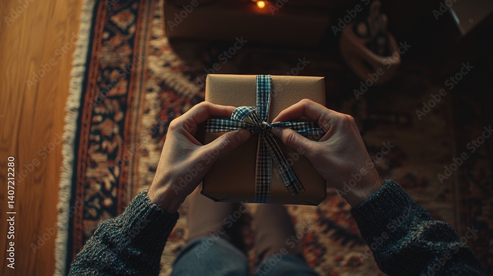 Romantic Scene with Gift in Cozy Room Setting