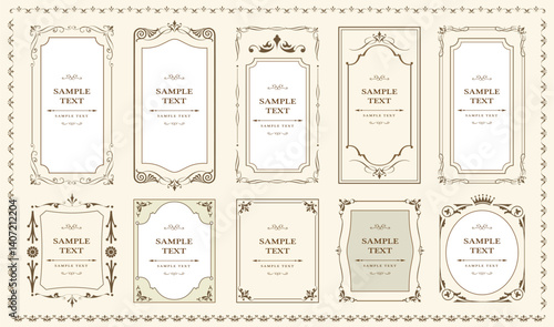 Set of Decorative vintage frames and borders set. Design elements for packaging design and invitations. Vector design. floral ornament..eps