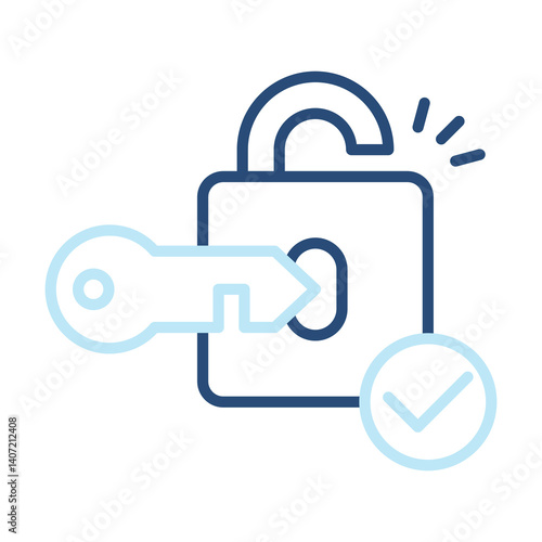 Unlock Icon Two Color Outline Style. Vector Illustration For Graphic Design