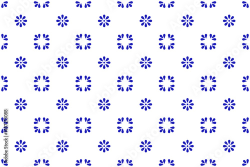 Mexican seamless pattern with flower inspired by talavera ceramic tile. Vector illustration. Mosaic design art.