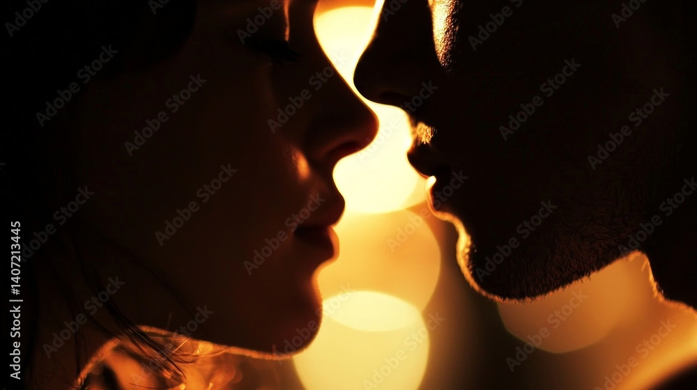 Intimate Moment of Two Lovers in Romantic Movie Scene