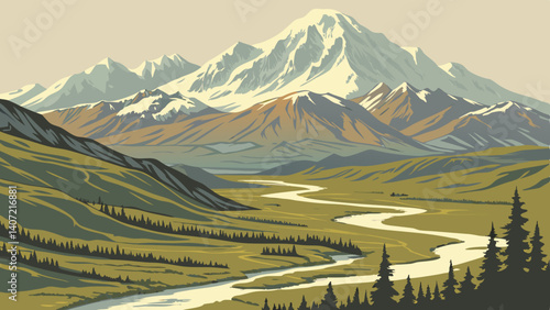 Aerial view of Mount McKinley – Denali National Park, Alaska
