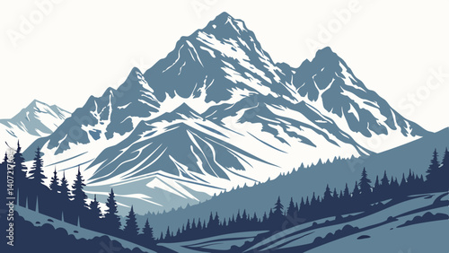 Geometric mountain range with snowy peaks – Pacific Northwest
