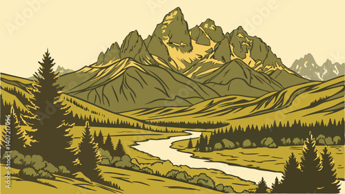 Layered topographic map of Grand Teton National Park – Wyoming
