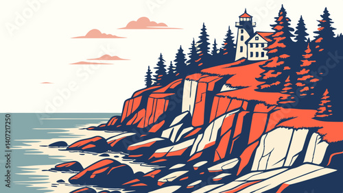 Geometric coastal cliffs at Acadia National Park – Maine, USA
