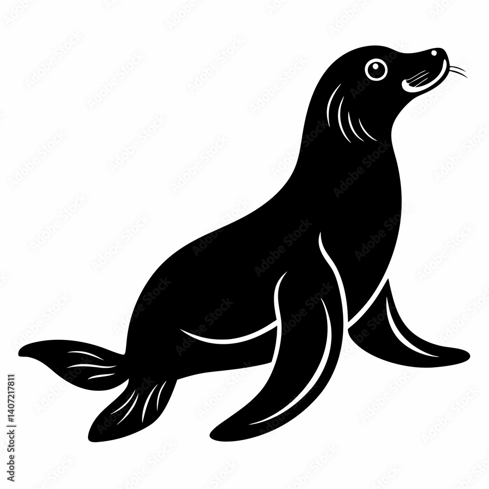 Obraz premium Minimalist Sea Lion Silhouette Vector