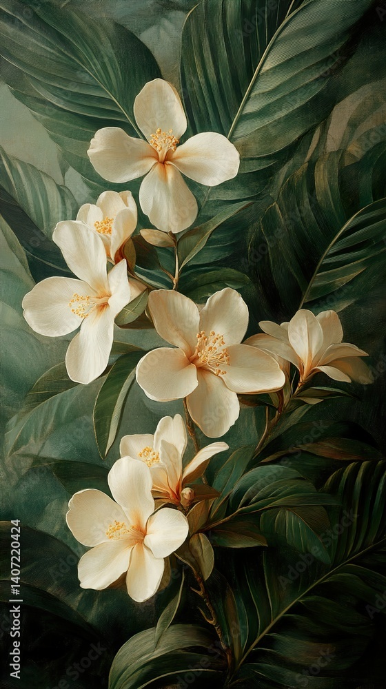 Obraz premium Tropical Floral Still Life Painting