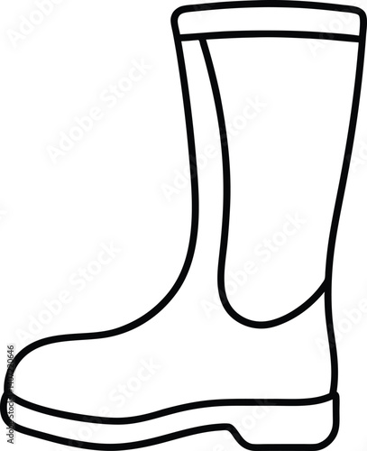 Rubber Boot Doodle Outline Icon Line Art Drawing Vector | Footwear, Rain Gear & Garden Style Design