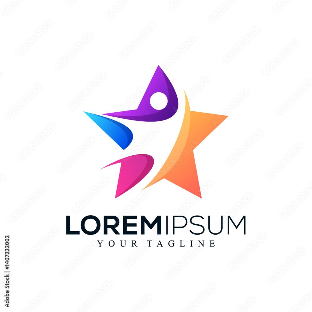 Obraz premium Abstract star people logo design