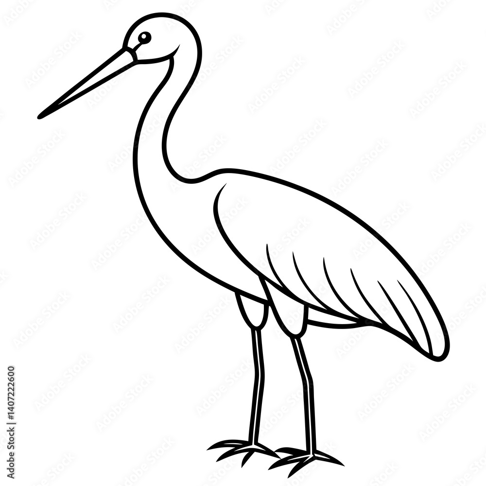 Obraz premium Minimalist Stork Line Art Vector