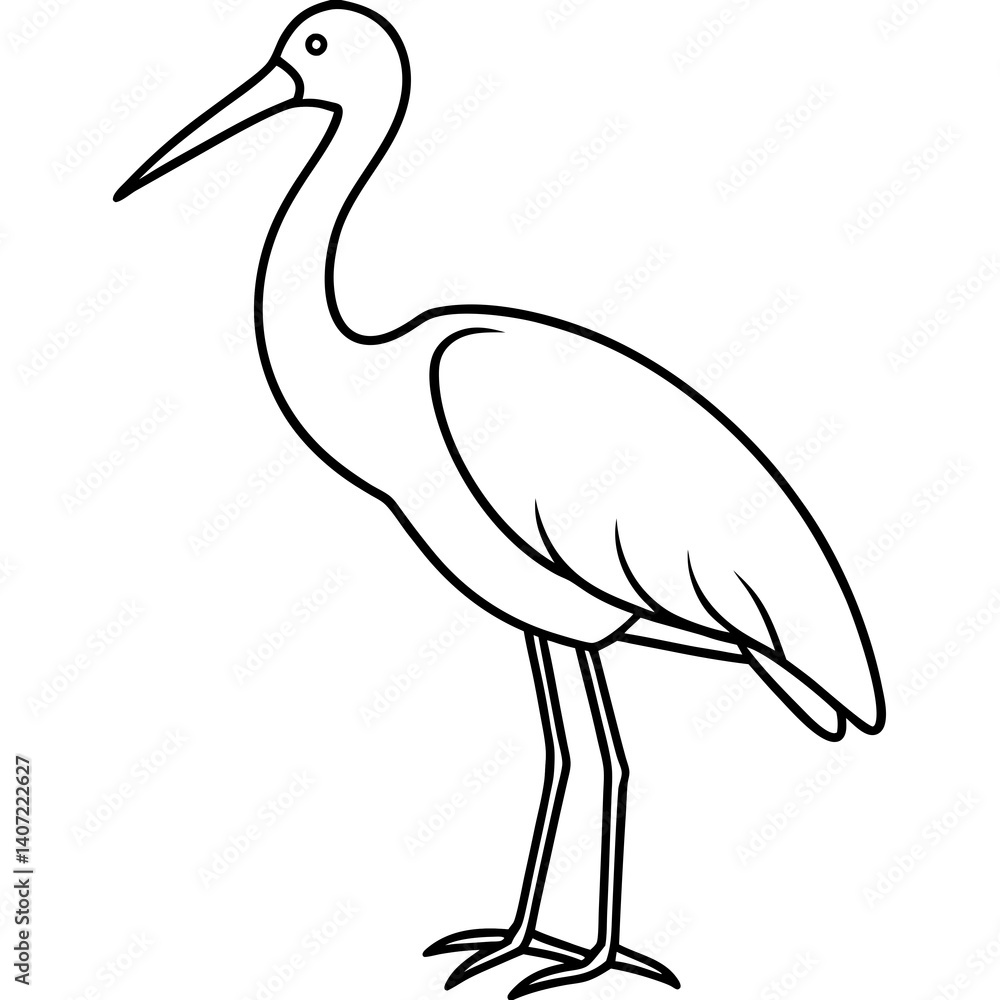 Fototapeta premium Minimalist Stork Line Art Vector