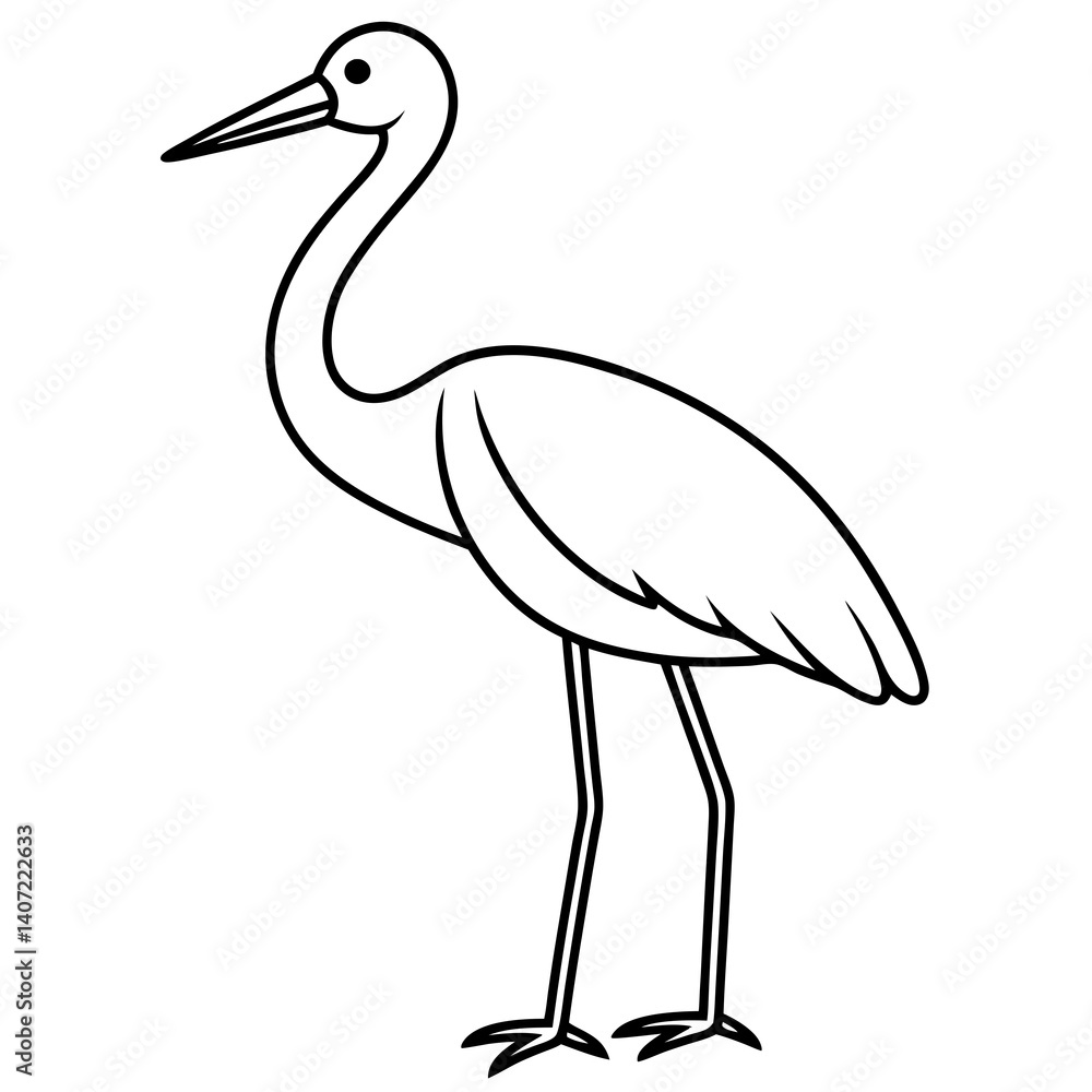 Obraz premium Minimalist Stork Line Art Vector