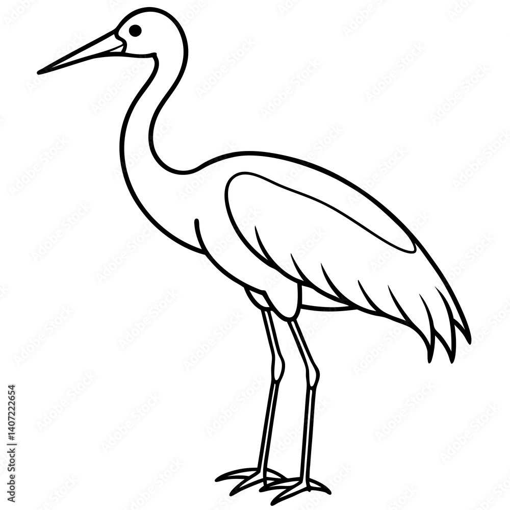 Naklejka premium Minimalist Stork Line Art Vector