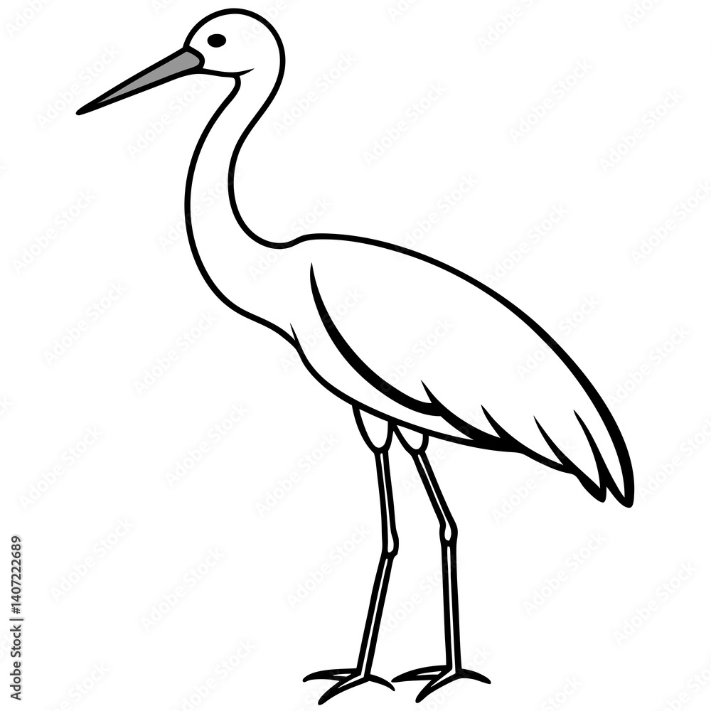 Naklejka premium Minimalist Stork Line Art Vector