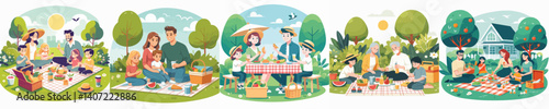 Vector of a family having a picnic.