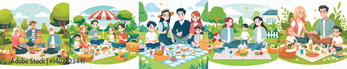 Vector of a family having a picnic.